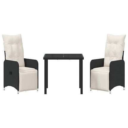 Trädgårdsmöbelset 3 pcs Svart konstrotting