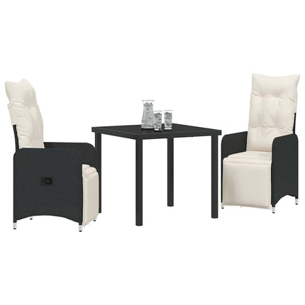 Trädgårdsmöbelset 3 pcs Svart konstrotting