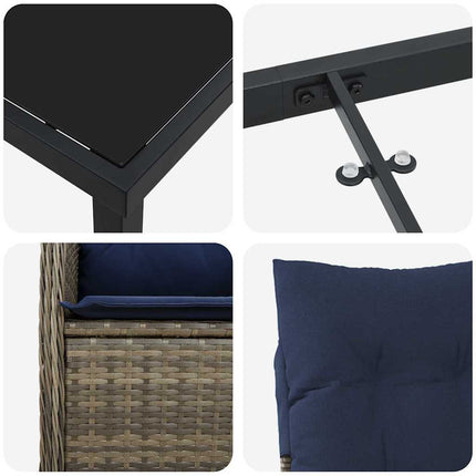 Trädgårdsmöbelset 5 pcs Svart konstrotting