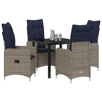 Trädgårdsmöbelset 5 pcs Svart konstrotting