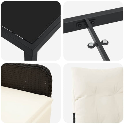 Trädgårdsmöbelset 5 pcs Svart konstrotting