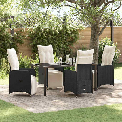 Trädgårdsmöbelset 5 pcs Svart konstrotting