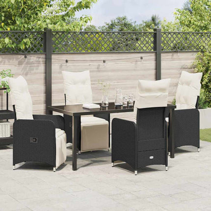 Trädgårdsmöbelset 5 pcs Svart konstrotting
