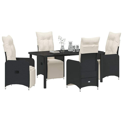 Trädgårdsmöbelset 5 pcs Svart konstrotting