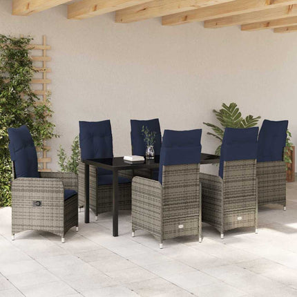 Trädgårdsmöbelset 7 pcs Svart konstrotting