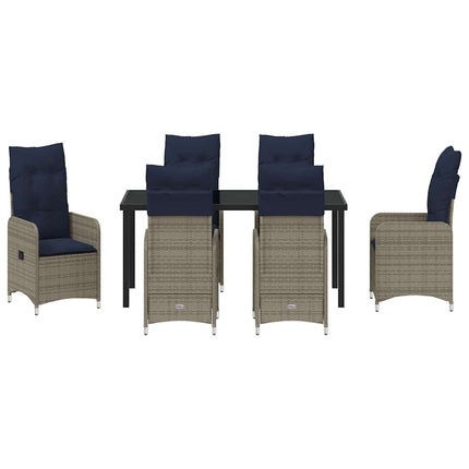 Trädgårdsmöbelset 7 pcs Svart konstrotting