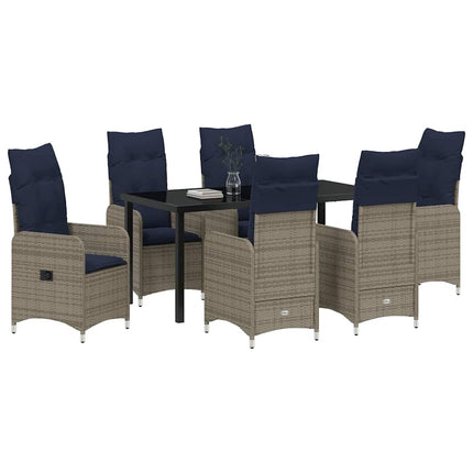 Trädgårdsmöbelset 7 pcs Svart konstrotting