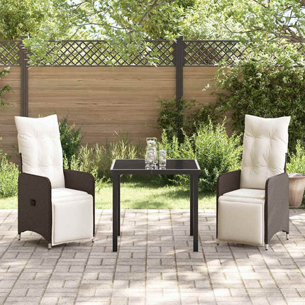 Trädgårdsmöbelset 3 pcs Brun konstrotting
