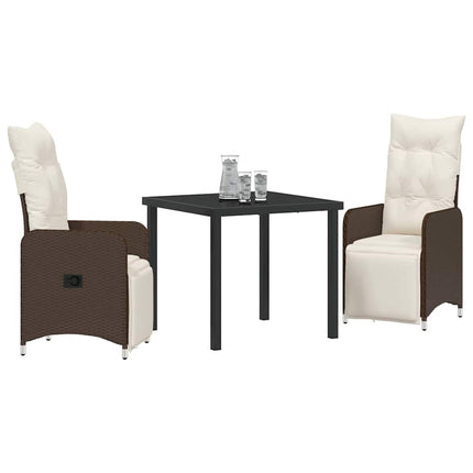 Trädgårdsmöbelset 3 pcs Brun konstrotting