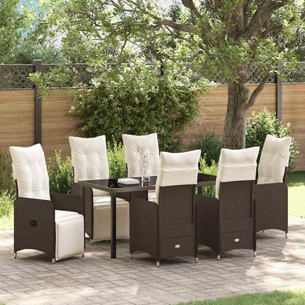 Trädgårdsmöbelset 7 pcs Brun konstrotting