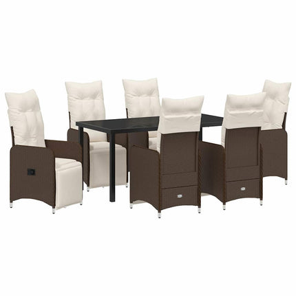 Trädgårdsmöbelset 7 pcs Brun konstrotting