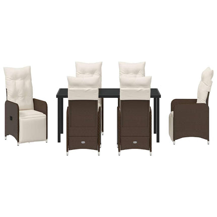 Trädgårdsmöbelset 7 pcs Brun konstrotting