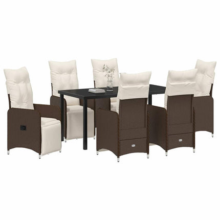 Trädgårdsmöbelset 7 pcs Brun konstrotting