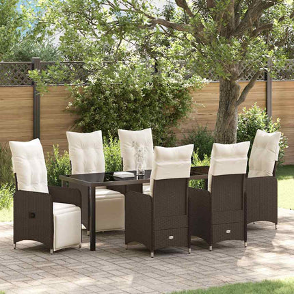 Trädgårdsmöbelset 7 pcs Brun konstrotting
