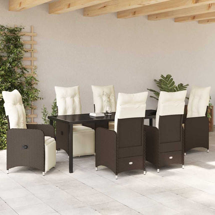 Trädgårdsmöbelset 7 pcs Brun konstrotting