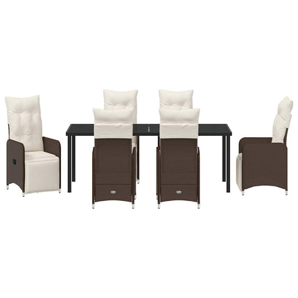 Trädgårdsmöbelset 7 pcs Brun konstrotting