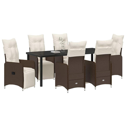 Trädgårdsmöbelset 7 pcs Brun konstrotting