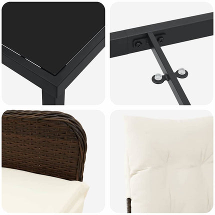 Trädgårdsmöbelset 9 pcs Brun konstrotting