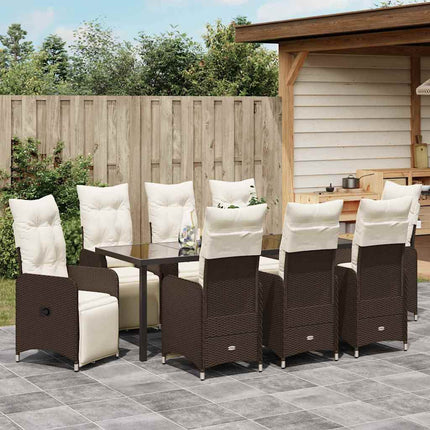 Trädgårdsmöbelset 9 pcs Brun konstrotting