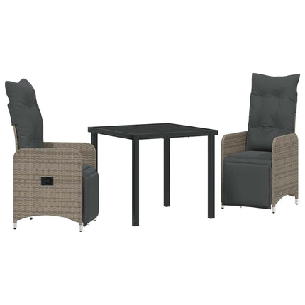Trädgårdsmöbelset 3 pcs Grå konstrotting