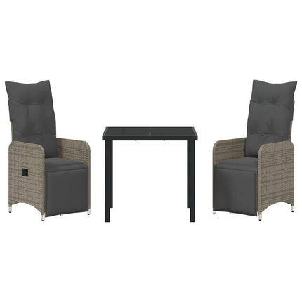 Trädgårdsmöbelset 3 pcs Grå konstrotting
