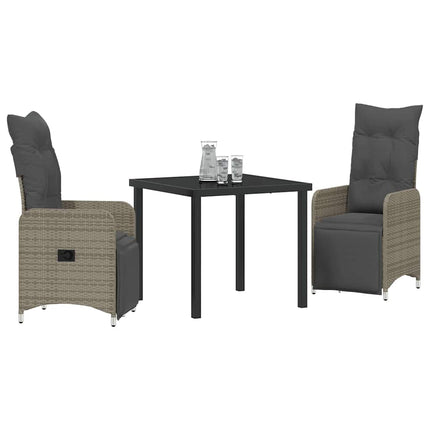 Trädgårdsmöbelset 3 pcs Grå konstrotting