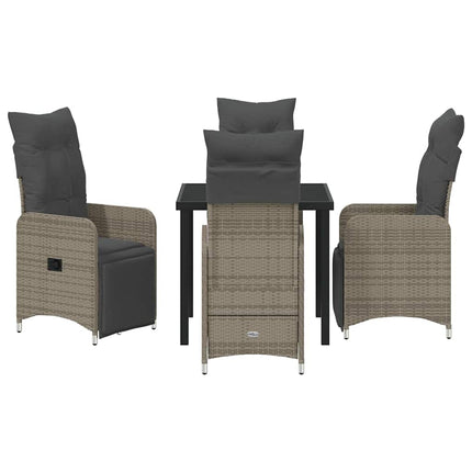 Trädgårdsmöbelset 5 pcs Grå konstrotting