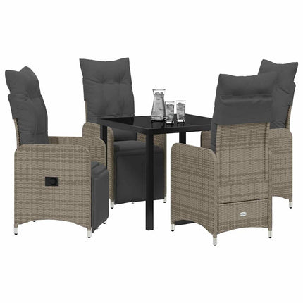 Trädgårdsmöbelset 5 pcs Grå konstrotting