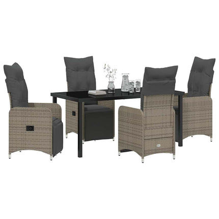 Trädgårdsmöbelset 5 pcs Grå konstrotting