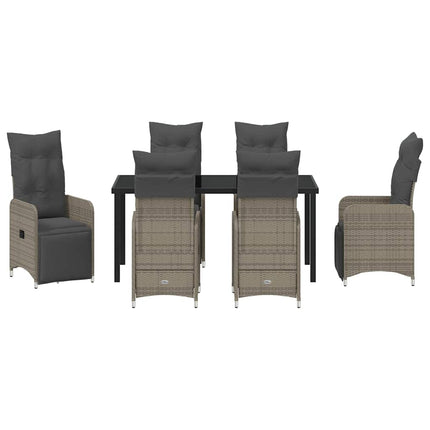 Trädgårdsmöbelset 7 pcs Grå konstrotting