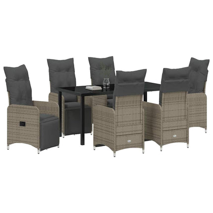 Trädgårdsmöbelset 7 pcs Grå konstrotting