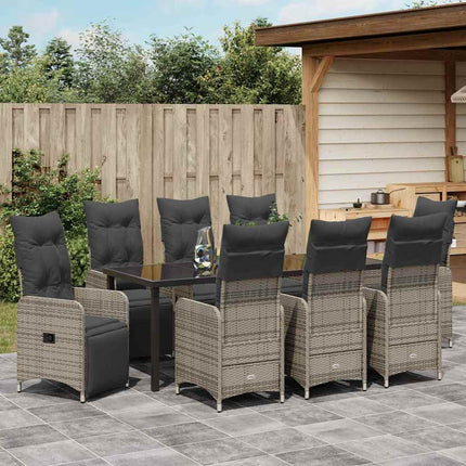 Trädgårdsmöbelset 9 pcs Grå konstrotting