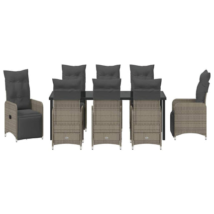 Trädgårdsmöbelset 9 pcs Grå konstrotting