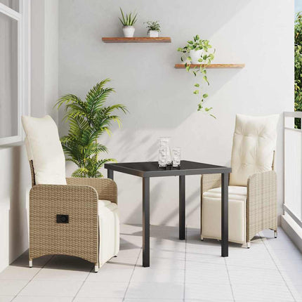 Trädgårdsmöbelset 3 pcs Beige konstrotting