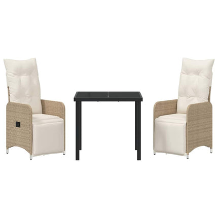 Trädgårdsmöbelset 3 pcs Beige konstrotting