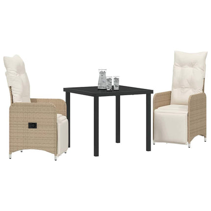 Trädgårdsmöbelset 3 pcs Beige konstrotting