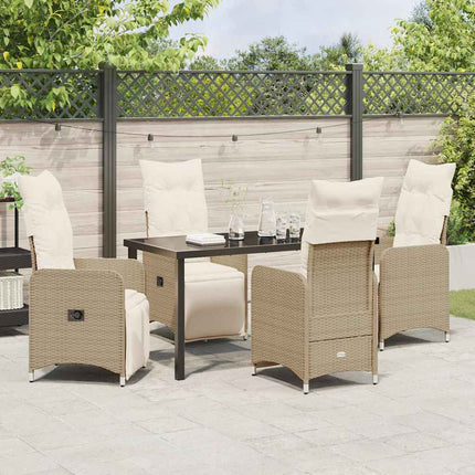 Trädgårdsmöbelset 5 pcs Beige konstrotting