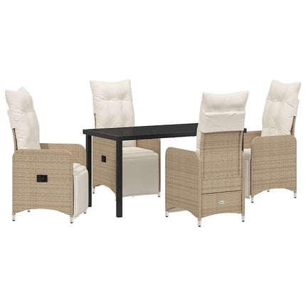 Trädgårdsmöbelset 5 pcs Beige konstrotting