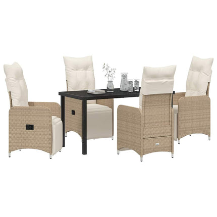 Trädgårdsmöbelset 5 pcs Beige konstrotting