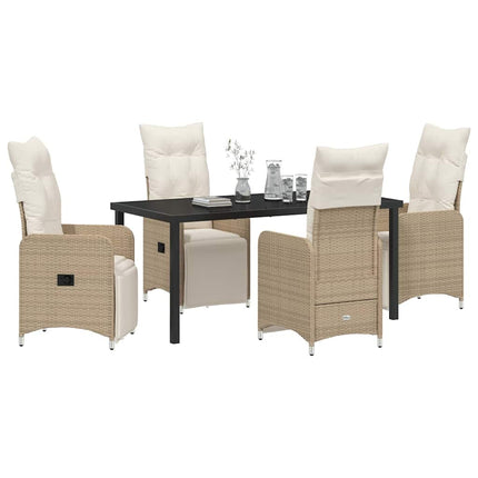 Trädgårdsmöbelset 5 pcs Beige konstrotting