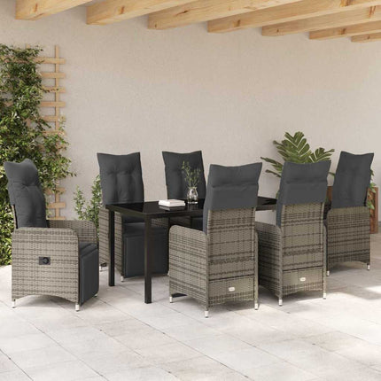 Trädgårdsmöbelset 7 pcs Beige konstrotting