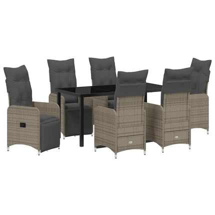 Trädgårdsmöbelset 7 pcs Beige konstrotting