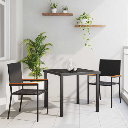 Trädgårdsmöbelset med kudde 3 pcs Svart konstrotting