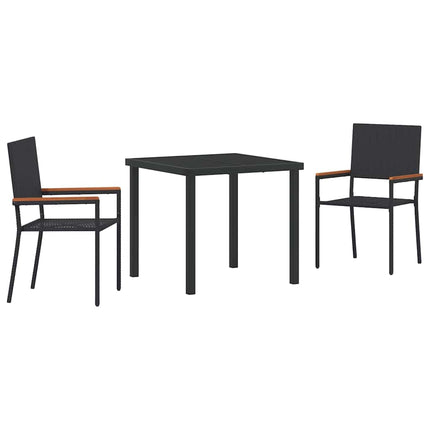 Trädgårdsmöbelset med kudde 3 pcs Svart konstrotting