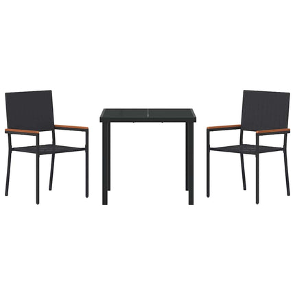Trädgårdsmöbelset med kudde 3 pcs Svart konstrotting