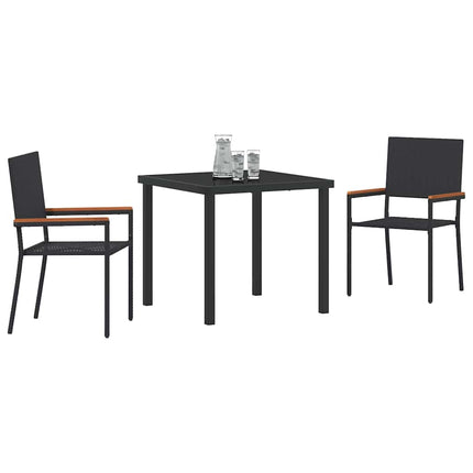 Trädgårdsmöbelset med kudde 3 pcs Svart konstrotting