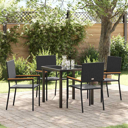 Trädgårdsmöbelset med kudde 5 pcs Svart konstrotting
