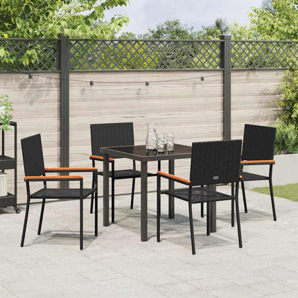 Trädgårdsmöbelset med kudde 5 pcs Svart konstrotting