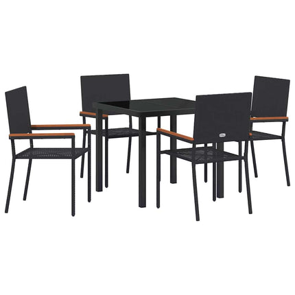 Trädgårdsmöbelset med kudde 5 pcs Svart konstrotting