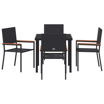 Trädgårdsmöbelset med kudde 5 pcs Svart konstrotting